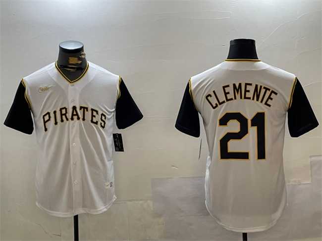 Men%27s Pittsburgh Pirates #21 Roberto Clemente White Cool Base Stitched Jersey->mlb womens jerseys->MLB Jersey